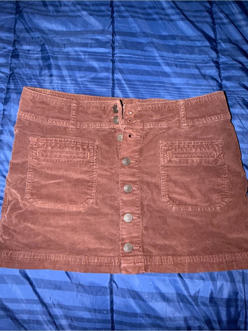 Free People Rust Corduroy Button-Front Mini Skirt